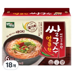 백제 용기 쌀국수 얼큰한맛, 90g, 18개