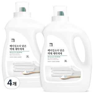 살림백서 베이킹소다 담은 액체 세탁세제 본품, 3L, 4개