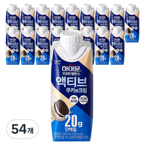 하이뮨 프로틴 밸런스 액티브 쿠키앤크림, 250ml, 54개