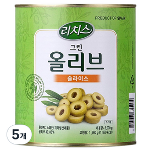 리치스 슬라이스 그린 올리브, 3kg, 5개