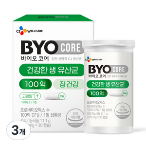 바이오코어 100억 식물성 유산균 캡슐, 30정, 3개