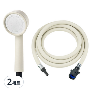 닥터워터 마카롱 원터치 샤워 헤드 + 호스 2m 세트, 2개, CREAM IVORY