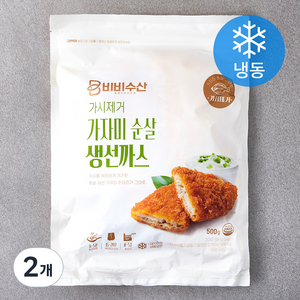 비비수산 가시제거 가자미 순살 생선까스 (냉동), 500g, 2개