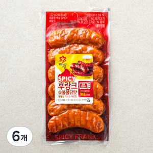 백설 SPICY 후랑크 숯불불닭맛, 120g, 6개