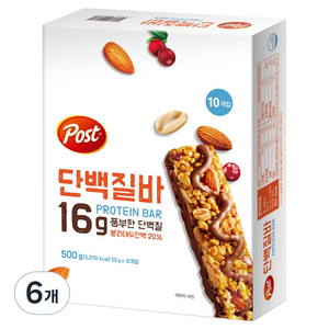 포스트 단백질바, 500g, 6개