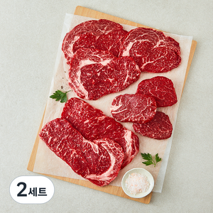 농협안심한우 1등급 등심 500g + 채끝 300g + 안심 200g 채반 선물세트 1호 (냉장) 총 1kg + 쇼핑백, 2세트