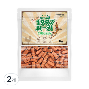 더독 강아지 간식 1997 져키, 치킨맛, 1kg, 2개