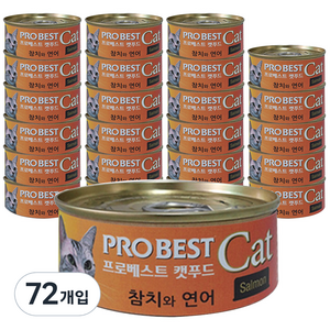 프로베스트 캣푸드 고양이 간식캔, 80g, 72개입, 참치 + 연어 혼합맛