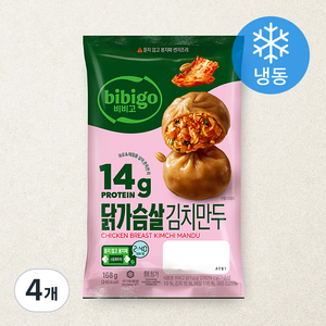 비비고 닭가슴살 김치만두 (냉동), 168g, 4개