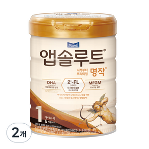 앱솔루트 명작 2FL 분유 1단계, 800g, 2개