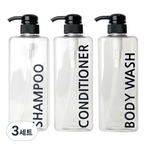 로맨틱노벰버 사각 욕실 디스펜서 800ml 3종 세트, 모던 블랙, 3세트