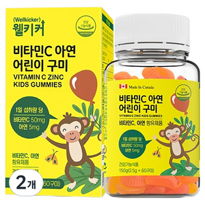 웰키커 비타민C 아연 어린이 구미 영양제 150g, 60정, 2개