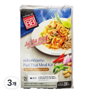 키친88 홈쿡 팟타이 볶음 쌀국수, 220g, 3개