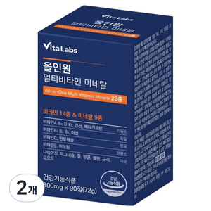 VitaLabs 올인원 멀티비타민 미네랄 23종 72g, 90정, 2개