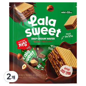 라라스윗 저당 딥크림 웨하스 헤이즐넛 초코 25p, 200g, 2개