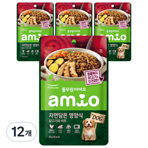 아미오 강아지 자연담은영양식 습식사료, 닭, 50g, 12개