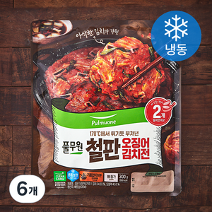 풀무원 철판 오징어 김치전 (냉동), 300g, 6개