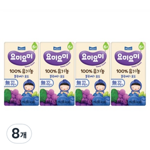 요미요미 유기농 블루베리 포도 주스, 125ml, 8개