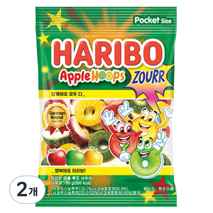 하리보 애플 후프 사우어 사과맛 젤리, 80g, 2개