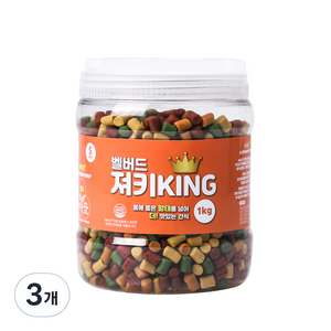 벨버드 강아지 가수분해 져키킹 S, 혼합맛(황태/연어/참치/오리/치즈), 1kg, 3개