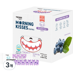 더독 강아지 모닝 키세스 3in1 덴탈껌 50p, 블루베리, 500g, 3개