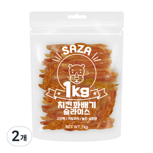 다이아몬드펫 사자 강아지 대용량 실속형 간식, 치킨꽈배기슬라이스, 1kg, 2개