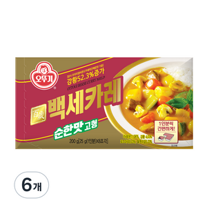 오뚜기 백세카레 고형 순한맛, 200g, 6개