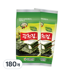 광천김 올리브 녹차 도시락김, 5g, 180개