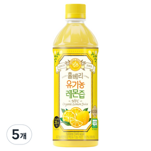 홀베리 유기농 레몬즙 페트, 500ml, 5개