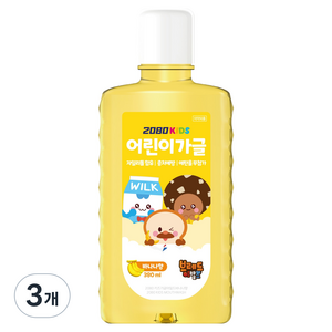2080 어린이 가글 마일드 바나나향, 380ml, 3개