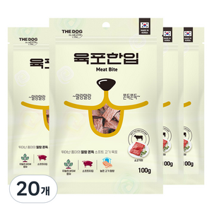더독 소프트 생육 쫀득 강아지 간식 육포한입, 비프, 100g, 20개
