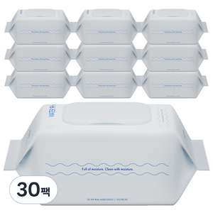 워터 99 초순수 저자극 아기물티슈 베이직 캡형 50평량, 100개입, 30개