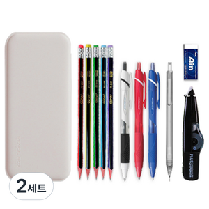 동아피엠에스 펜슬박스 필기구 선물세트, 그레이, 2세트