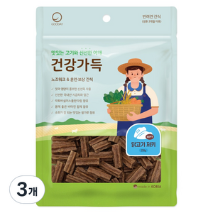 굿데이 강아지 건강가득 져키, 닭고기, 250g, 3개