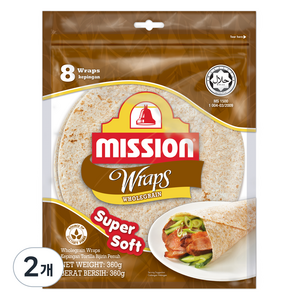 미션푸드 통밀 랩 또띠아 8p, 360g, 2개