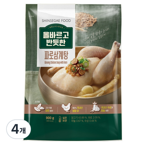 신세계푸드 올바르고반듯한 파로삼계탕, 900g, 4개