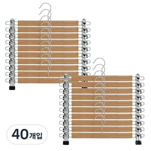 네이쳐리빙 원목 베이직 치마바지 집게걸이, 혼합색상, 40개