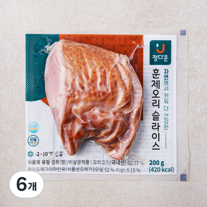 정다운 훈제오리 슬라이스, 200g, 6개