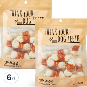 강아지 Think you dog teeth 연어우유껌 소형 240g 15p, 연어맛, 6개