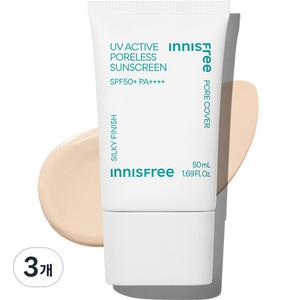 이니스프리 뉴 유브이 액티브 포어리스 선스크린 SPF50+ PA++++, 50ml, 3개