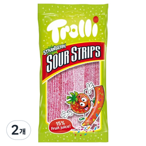 트롤리 사우어 스트립 젤리 딸기, 85g, 2개
