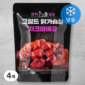 한끼통살 그릴드 닭가슴살 저크바베큐 (냉동), 100g, 4개