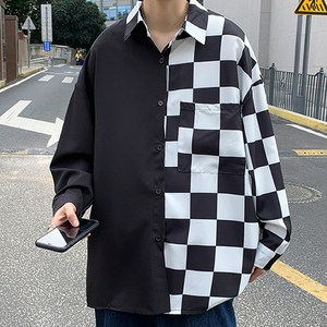 반반 루즈핏 빅 체커보드 트렌드 캐주얼 셔츠