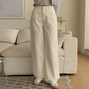 플랜데이 여성용 숏/미디움/롱 기장 테링 세미와이드 탄탄 코튼 팬츠