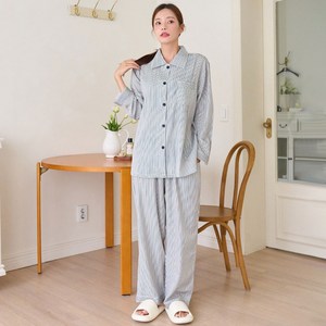 글램공감 커플용 위켄드 긴팔 투피스 잠옷 상의 하의