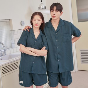 도씨 커플용 실크핏 에센셜 반팔 잠옷 세트 D-3662