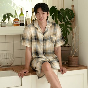글램공감 남성용 모먼트 반팔 잠옷 투피스 여름 파자마 투피스 세트