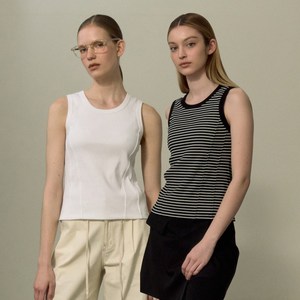 쥬시쥬디 여성용 통기성 골지 에센셜 민소매 탑 2종 세트 JZTS026A