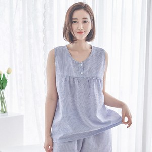 디에스도씨 여성용 냉감 엠보 민소매 잠옷 상하의 세트