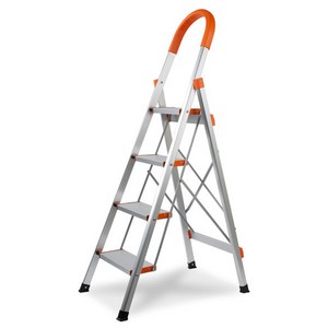알루미늄 접이식 계단형 사다리 4단 오렌지